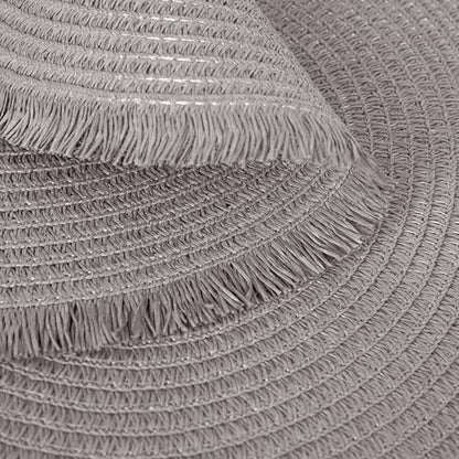 15 Inch Set of 6 Round Braided Woven Placemats Wipeable Paper Heat Resistant Table Mats with Fringe Tassel Boho Indoor Outdoor Table Placemats for Dining Tables (Grey) - color: Gray