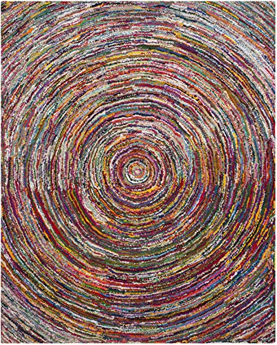 SAFAVIEH Nantucket Collection Area Rug - 10' x 14', Multi, Handmade Boho Abstract Circle Cotton, Ideal for High Traffic Areas in Living Room, Bedroom (NAN315A) - size: 10' x 14' (Rectangular)