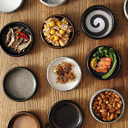 Uaral Appetizer Plate,Salad Plate,Stoneware Serving Dishes,Japanese Side Dishes,Set of 4, 5.5 inch(Midnight Blue) - color: Midnight Blue