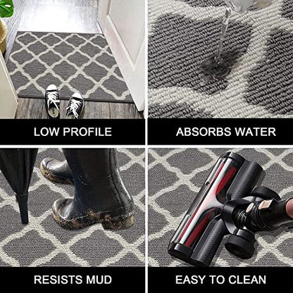 SHACOS Washable Kitchen Runner Rug 2'x8', Dirt Trapping Entryway Rug Runners, Non Slip Rubber Backing Hallway Carpet Runners Floor Mats, Light Gray - color: Light Gray, size: 2' x 8'