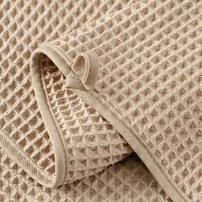 Microfiber Waffle Bath Towels, 4 Pieces, Soft, Absorbent, Fast Drying, Lint Free 430 GSM (27''x55''/68.58 cm x139.7 cm) - color: Beige