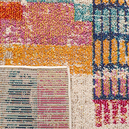 SAFAVIEH Madison Collection Accent Rug - 2'2" x 4', Ivory & Multi, Boho Abstract Distressed Design, Non-Shedding & Easy Care, Ideal for High Traffic Areas in Entryway, Living Room, Bedroom (MAD417C) - size: 2'2" x 4' (Rectangular)