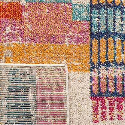 SAFAVIEH Madison Collection Accent Rug - 4' x 6', Ivory & Multi, Boho Abstract Distressed Design, Non-Shedding & Easy Care, Ideal for High Traffic Areas in Entryway, Living Room, Bedroom (MAD417C) - size: 4' x 6' (Rectangular)