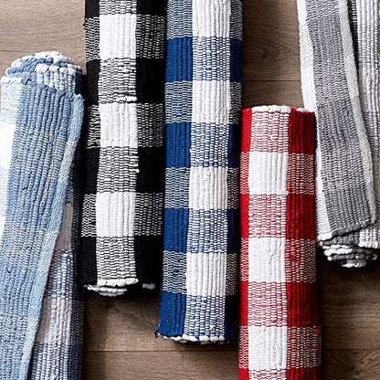 DII Buffalo Check Rug Collection, Hand Dyed Reversible Chindi Rug, Runner 2'3"x6', Gray - color: Grey, size: 2'3" x 6' (Rectangular)
