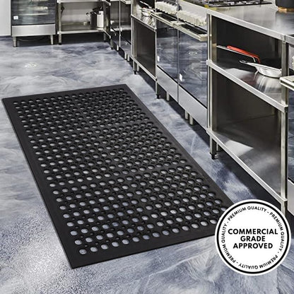 A1 Home Collections Anti Fatigue Mat, 0.6" Thick Heavy Duty Rubber Floor Mat with Drainage Holes - Non-Slip Kitchen, Bar & Restaurant Mat, 32x47 in (3 Pack) - size: 3 Pack - 47"L x 32"W x 0.6"Th