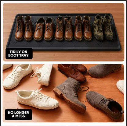 Rubber Boot Tray, Shoe Tray for Entryway, Multipurpose Boot Mat, Shoe Mat Indoor and Outdoor, 16x47, Black - size: 16" x 47"