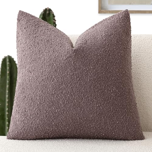 Foindtower Decorative Textured Boucle Throw Pillow Covers Accent Solid Pillow Cases Neutral Soft Cozy Couch Cushion Case for Chair Sofa Bedroom Living Room Home Decor 16x16 Inch,1PC,Dark Purple - color: Wild Grape, size: 16" x 16" (Pack of 1)