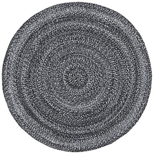 SAFAVIEH Cape Cod Collection Area Rug - 3' Round, Charcoal, Handmade Braided, Ideal for High Traffic Areas in Living Room, Bedroom (CAP224H) - color: Charcoal, size: 3' (Round)
