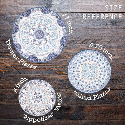 Bico Blue Talavera Salad Plates Set of 4, 8.75 Inch Ceramic Dessert Plates for Salad, Appetizer, Side Dishes, Microwave and Dishwasher Safe, Gift for Housewarming and Thanksgiving - color: Blue Talavera
