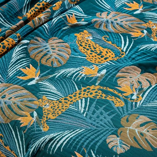 100% Cotton Muslin Throw Blanket 60''x80'', Soft Breathable Lightweight, All-Season Reversible Bohemian Tropical Safari Leopard Animal Print Bedspread Coverlet, Fringed Teal Jungle Bed Throw - color: Orange Leopards, size: 60"x80"