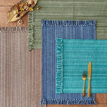 DII Variegated Tabletop Collection, Placemat Set, 13x19, Teal, 6 Piece - color: Teal, size: Placemat Set, 13x19"