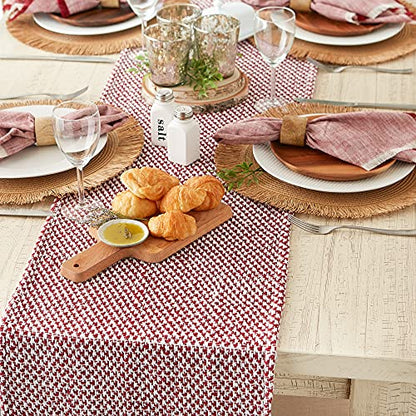 DII Woven Basics Collection 100% Cotton Knit Table Runner, 15x72, Tango Red - color: Tango Red, size: 15x72"