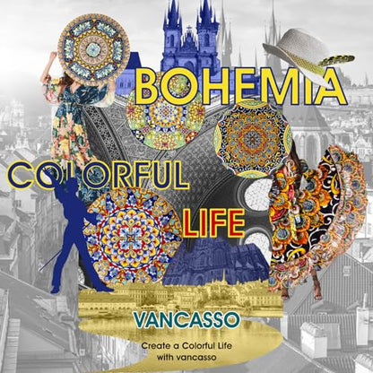 vancasso Ceramic Dinner Plates Set of 6, 10.5 Inch, Microwave Safe | Salad Plates Set, Colorful Bohemian Style Dishes for Kitchen - size: 10.5in