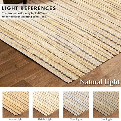 Chindi Area Rug 3x5 Feet - Beige | Farmhouse Cotton Rag Rugs for Living Room, Easy Clean Braided Boho Carpet - color: Beige, size: 3 x 5 feet