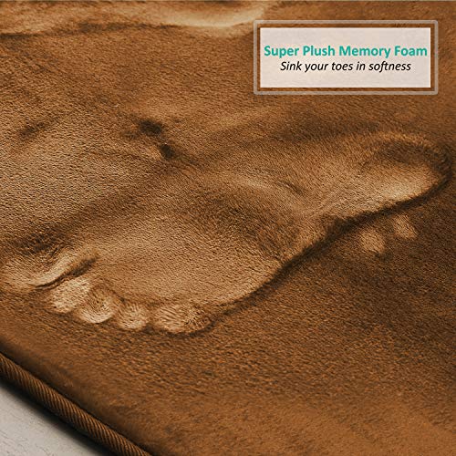 Clara Clark 3 Piece Bathroom Rugs Bath Mat Set, Velvet Memory Foam Bath Mats for Bathroom - Non-Slip, PVC Backing Bath Rugs, Washable - Dries Quickly, Brown - color: Brown