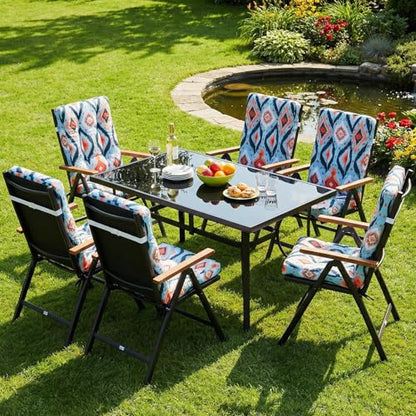 Hoteam 4 Set Outdoor Patio Chair Cushions 20 x 42 in Deep Seat Waterproof Patio Cushions Set for Furniture Replacement Removable Seat and Back (Ethnic Style) - style: Ethnic Style