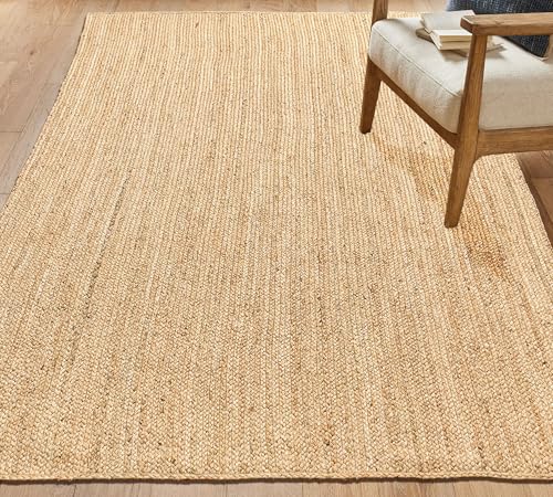 Hand Woven Natural Jute Braided Area Rug – 9x12 Feet Rectangle | Vintage Boho Reversible Rug for Living Room, Bedroom, Dining Area, Entryway | Farmhouse Natural Fiber Floor Covering - size: 9' x 12' (Rectangular)