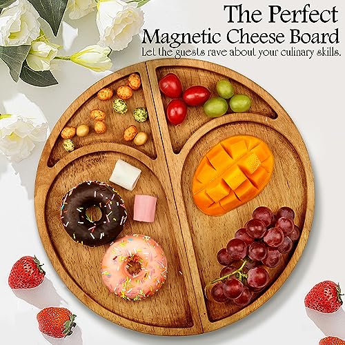 Premium Solid Wood Charcuterie Board Gift Set - Extra Large Magnetic Cheese Board Wooden Tray Serving Platter Housewarming, Christmas, and Valentine's Gifts