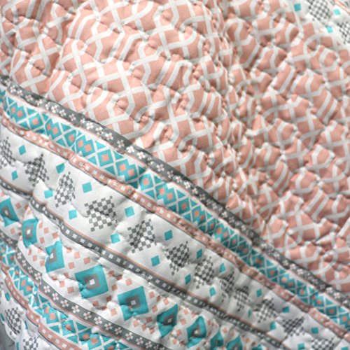 Lush Decor Elephant Stripe Fuzzy Reversible Sherpa Throw Blanket 60” x 50” Turquoise & Pink