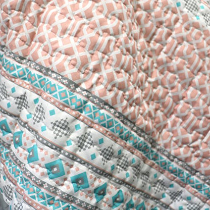 Lush Decor Elephant Stripe Fuzzy Reversible Sherpa Throw Blanket 60” x 50” Turquoise & Pink