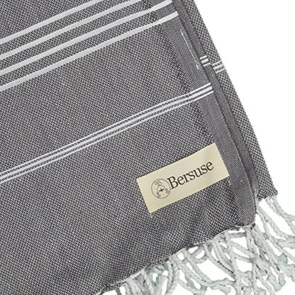 Bersuse Towels Anatolia XL Beach Blanket Throw Blanket Turkish Towel 100% Cotton Extra-Large Quick-Dry Lightweight Premium Peshtemal Towel - 61x82 Inches, Anthracite - color: Anthracite