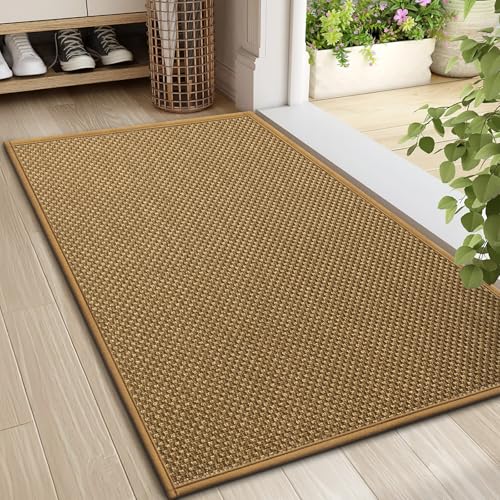 Door Mat 24"x36", Non Slip Door Mat Indoor Entrance, Rubber Backing Front Indoor Door mats Washable Absorbent Doormat Low-Profile Entryway Entry Resist Dirt Inside Door Mats, Light Brown - color: Light Brown, size: 2' X 3' (Rectangular)