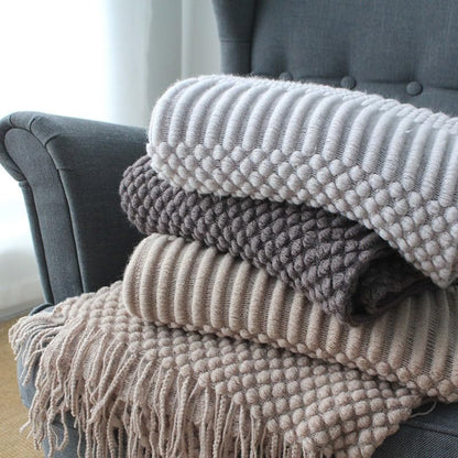 Decorative Throw Blanket, Soft Cozy Woven Boho Giftable for Couch or Bed for Home Decor/Design, 50”L x 95”W, 50”L x 70” (Dark Grey, 127x180cm)