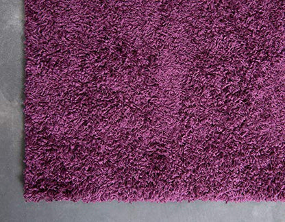 Unique Loom Solid Shag Collection Area Rug (2' x 3' 1" Rectangle, Eggplant Purple) - color: Eggplant Purple, size: 2' x 3'1" (Rectangular)
