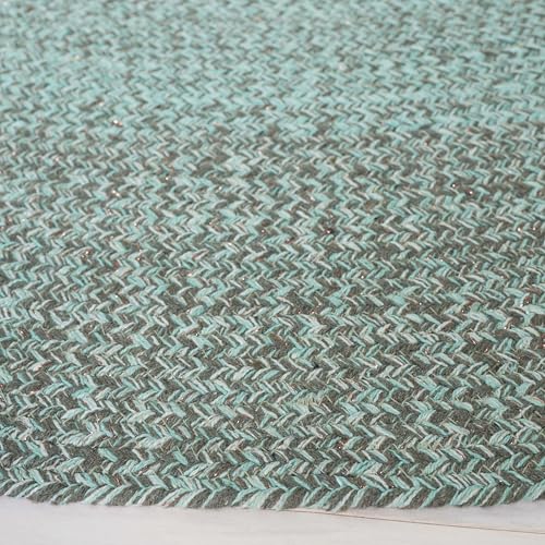 SAFAVIEH Cape Cod Collection Area Rug - 5' Round, Green, Handmade Braided Cotton, Ideal for High Traffic Areas in Living Room, Bedroom (CAP242Y) - color: Green, size: 5' (Round)