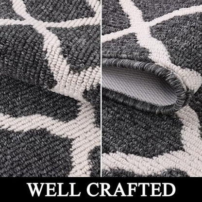 SHACOS Black Runner Rug 2x8 ft Washable Entryway Runner Rugs Non Slip Rubber Backing Hallway Rug Runner Stain Resistant Kitchen Carpet Runners - color: Black, size: 2' x 8'