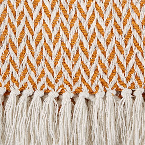 DII Zig Zag Throw Collection Modern Woven Cotton, 50x60, Pumpkin Spice - color: Pumpkin Spice, size: 50x60"