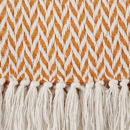 DII Zig Zag Throw Collection Modern Woven Cotton, 50x60, Pumpkin Spice - color: Pumpkin Spice, size: 50x60"