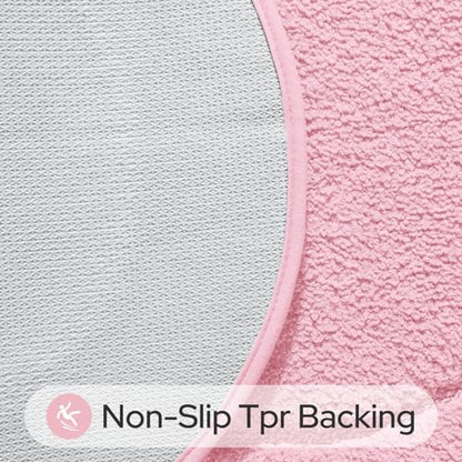 HOMEIDEAS Pink Bathroom Rug Sets 2 Piece 20" x 32" + 16" x 24" | Microfiber Bath Mats, Non-Slip TPR Backing, Ultra Absorbent & Quick Dry, Machine Washable for Bathroom, Shower, Tub - color: Pink