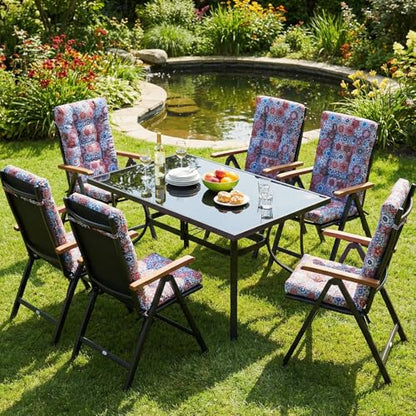 Hoteam 4 Set Outdoor Patio Chair Cushions 20 x 42 in Deep Seat Waterproof Patio Cushions Set for Furniture Replacement Removable Seat and Back (Moroccan Style) - style: Moroccan Style