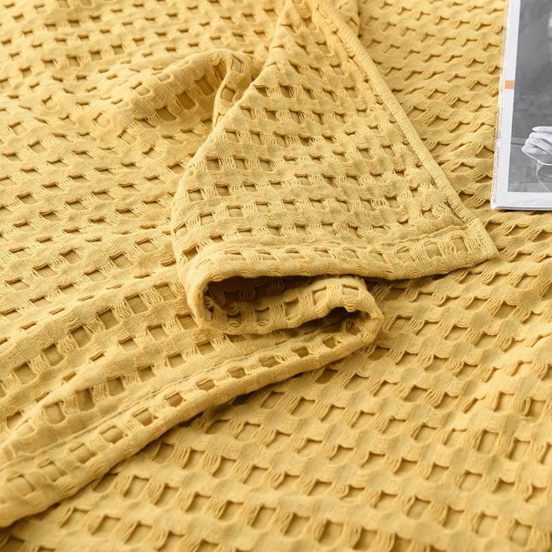 Waffle Plaid Cotton Bed Blanket Throw Thin Quilt Knitted Bedspread Home Hotel Coverlets Blankets - color: D, size: 100x150cm