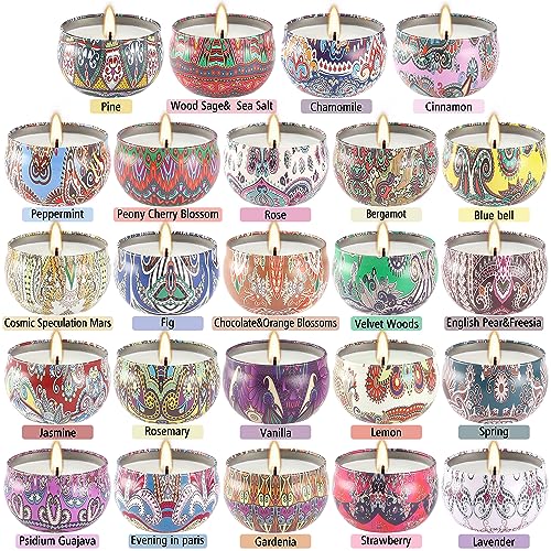 Scented Candles Gift Set, 2.5 oz Soy Wax Aromatherapy Candle for Home, Romantic Candles Gift for Mother Day Christmas Valentines Birthday (24 Pack) - color: 24Pack-Brown