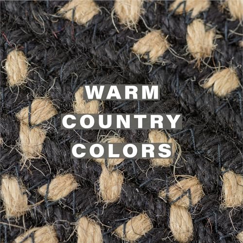Homespice Manchester Jute Braided Placemats, Rect 13x19 Set of 6 | Black and Tan Protects Tabletop in Style, Rich Colors, Reversible, Durable and Easy to Clean - color: Manchester