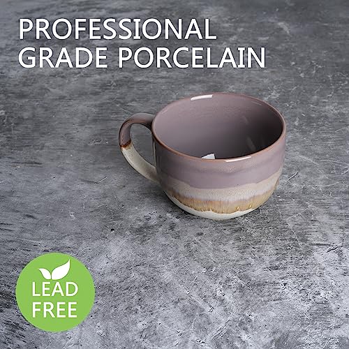 Bosmarlin Ceramic Jumbo Coffee Mug Set of 2, 23 Oz, Large Mug Soup Bowls with Handles, Dishwasher and Microwave Safe (Purple) - color: Purple