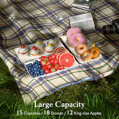 Bumusty 3-Tier Melamine Serving Tray Set, 11.5 x 5.6 in, Black Stand | Melamine Reusable Platters with Metal Display Stand for Cupcakes, Desserts, Fruit, Cookies, Parties, Birthdays and Holidays - color: Black, size: 11.8" x 5.7"