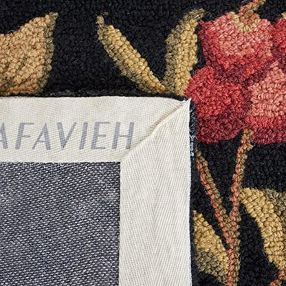 SAFAVIEH Chelsea Collection Accent Rug - 3'9" x 5'9", Black, Hand-Hooked French Country Wool, Ideal for High Traffic Areas in Entryway, Living Room, Bedroom (HK210B) - color: Black, size: 3'9" x 5'9" (Rectangular)