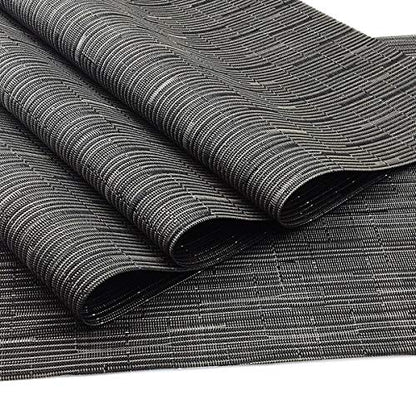 Exquisite Woven Vinyl Placemats for Dining Table Heat Resistant PVC Table Mats (Pack of 6, Black) - color: Pin Stripes-black