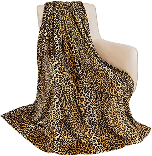 MACEVIA Flannel Fleece Twin Blanket for Couch, Leopard Print Blankets for Adult, Lightweight Cozy Soft Cheetah Blanket for Bed Sofa 260GSM, Suitable for All Seasons (Brown Leopard,60x80inches) - color: Brown Leopard Print, size: Flannel Fleece (60x80 IN)