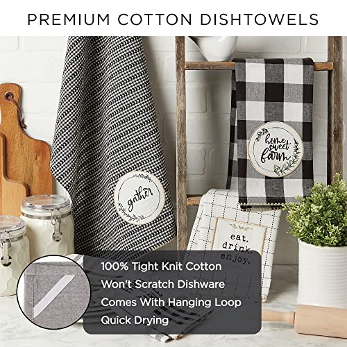 DII Home Sweet Farmhouse Kitchen Collection, Dishtowel Set, 18x28, Black, 4 Count - color: Black, size: Dishtowel Set, 18x28"
