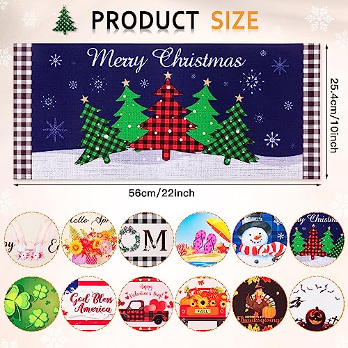 Timgle 12 Pcs Seasonal Door Mat Inserts Interchangeable, 22x10 Inch | Holiday Themes for Halloween Christmas Easter, Replaceable Cards for Doormat Frames, Festive Front Entrance Decoration