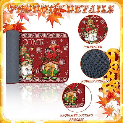 Zhanmai 3 Pcs Gnome Welcome Door Mat, Fall Halloween Christmas | 27.6 X 17.7 Inch Nonslip Rubber Backing, Rugs for Front Door Entryway Porch, Thanksgiving Harvest Home Decor with Gnomes