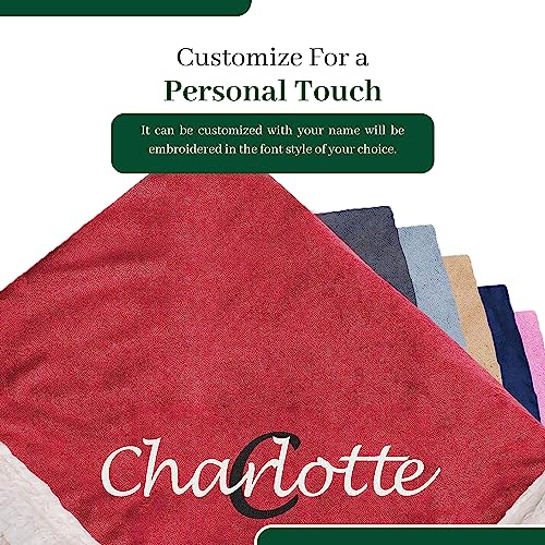 Personalized Sherpa Blanket - Reversible Custom Blanket with Micro Mink & Faux Lambswool, Throw Blankets for Bed & Couch - Red (50"x60") - color: Red