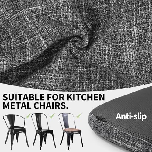 SINOSSO Memory Foam 14" Metal Chair Cushions 4 Pcs, Modern Interwoven Style Magnetic Chair Pads for Dining Kitchen Cafe Bistro Stackable Chair (U-Shape, Grey, 4) - color: Grey