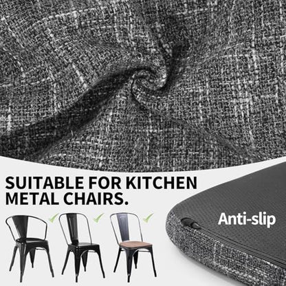 SINOSSO Memory Foam 14" Metal Chair Cushions 4 Pcs, Modern Interwoven Style Magnetic Chair Pads for Dining Kitchen Cafe Bistro Stackable Chair (U-Shape, Grey, 4) - color: Grey