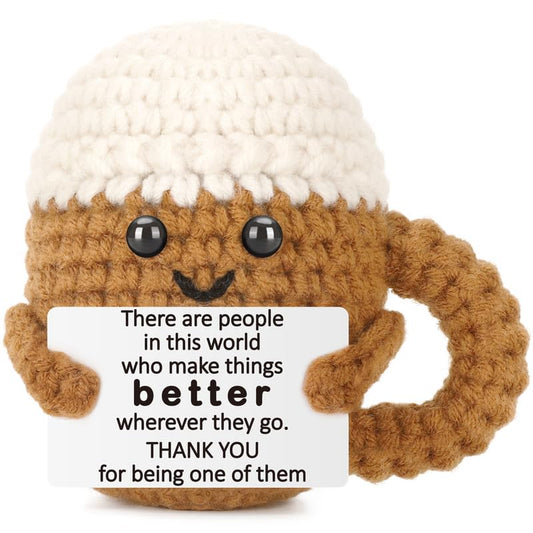 Xinezaa Mini Thank You Coffee Gifts for Women Men Friend Teacher | Appreciation Gifts for Boss Coworker Coach Mentor Nurse Mom Dad, Positive Handmade Crochet, Christmas Thanksgiving Gift - style: Better