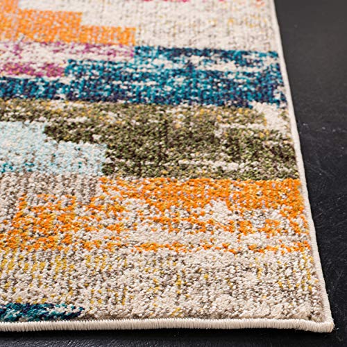 SAFAVIEH Madison Collection Runner Rug - 2'2" x 6', Ivory & Multi, Boho Abstract Distressed Design, Non-Shedding & Easy Care, Ideal for High Traffic Areas in Living Room, Bedroom (MAD417C) - size: 2'2" x 6' (Runner)